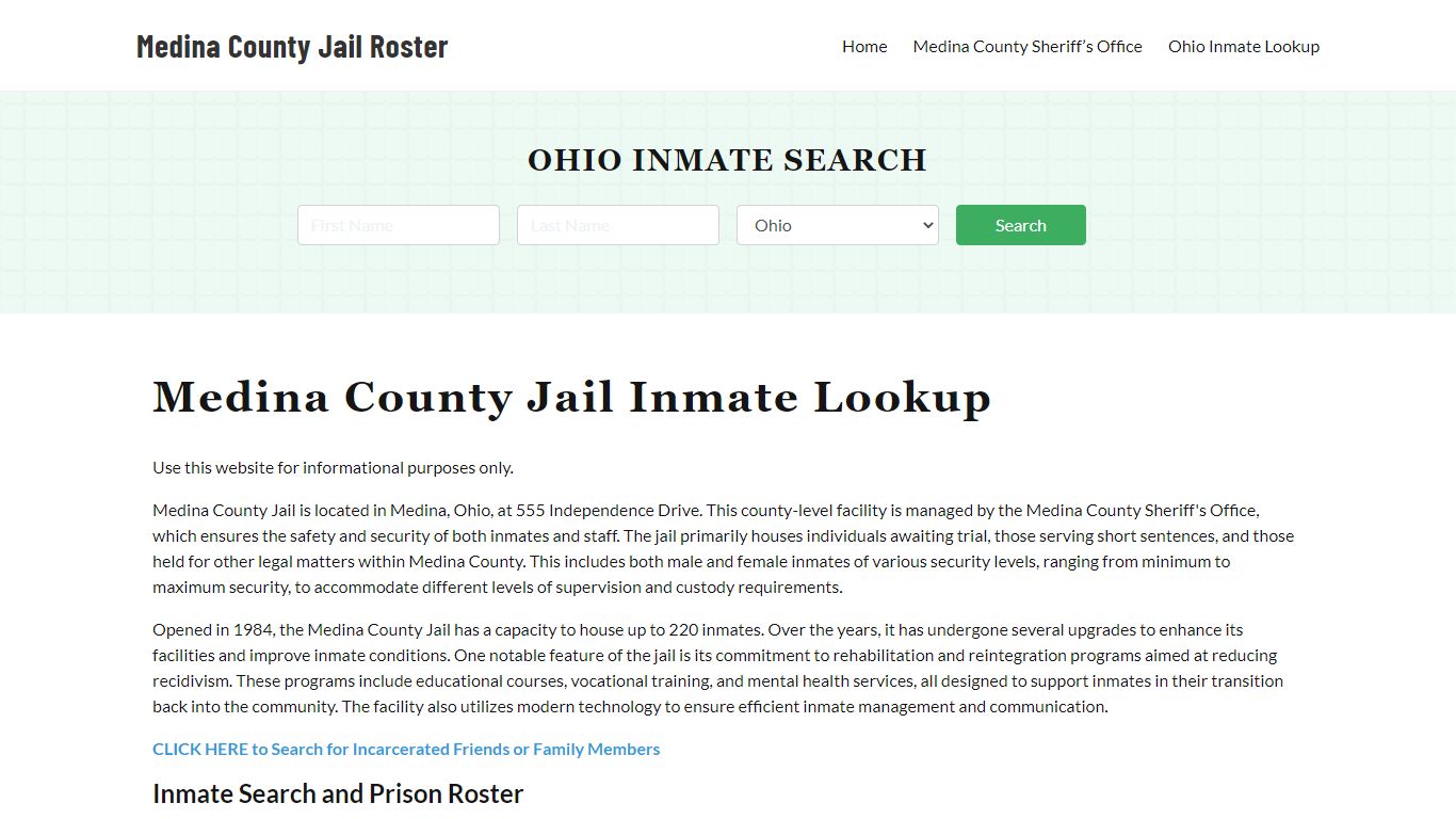 Medina County Jail Roster Lookup, OH, Inmate Search