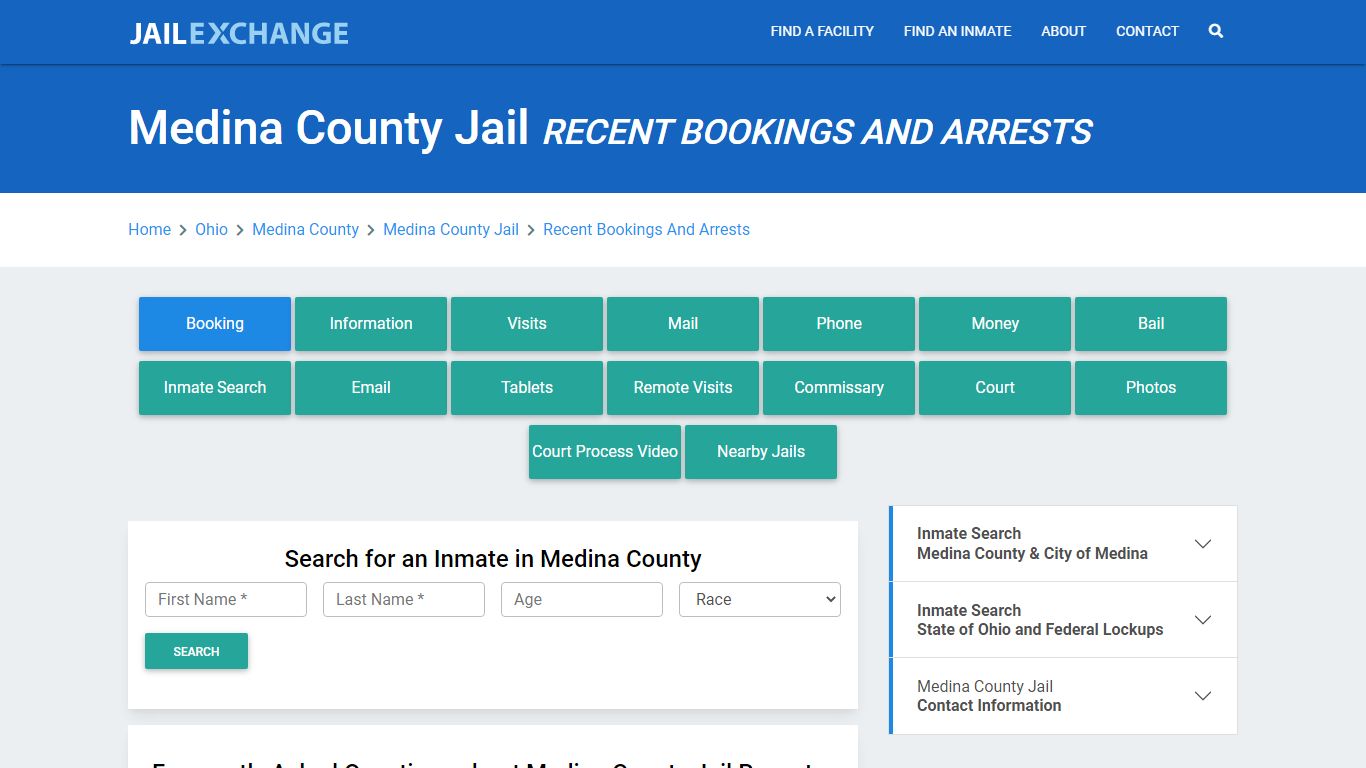 Medina County Jail OH Recent Arrests and Bookings - Jail Exchange